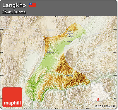Physical Map of Langkho, lighten