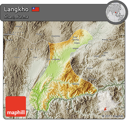 Physical Map of Langkho, semi-desaturated