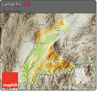 Physical Map of Langkho, semi-desaturated
