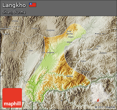 Physical Map of Langkho, semi-desaturated