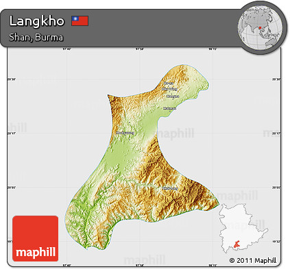 Physical Map of Langkho, single color outside