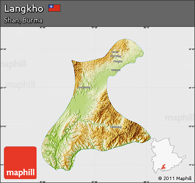 Physical Map of Langkho, single color outside