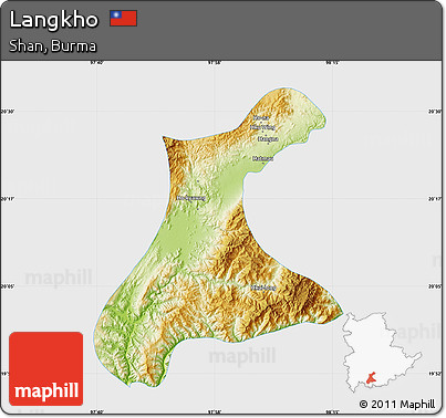 Physical Map of Langkho, single color outside