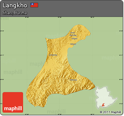 Savanna Style Map of Langkho, single color outside