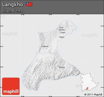 Silver Style Map of Langkho, single color outside
