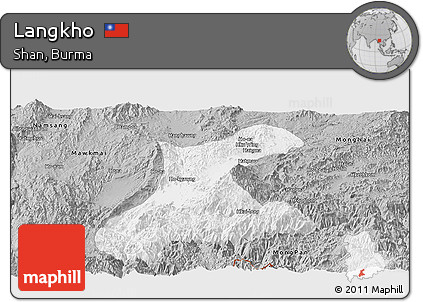 Gray Panoramic Map of Langkho