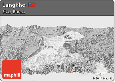 Gray Panoramic Map of Langkho