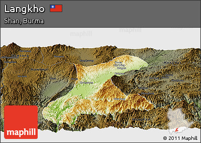 Physical Panoramic Map of Langkho, darken