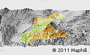 Physical Panoramic Map of Langkho, desaturated