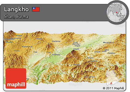 Physical Panoramic Map of Langkho
