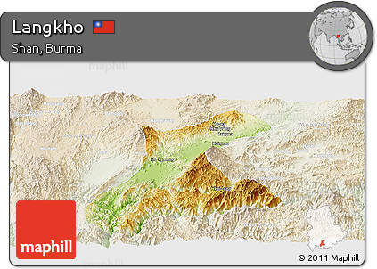 Physical Panoramic Map of Langkho, lighten