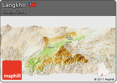 Physical Panoramic Map of Langkho, lighten