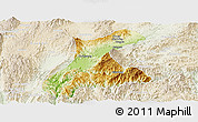 Physical Panoramic Map of Langkho, lighten