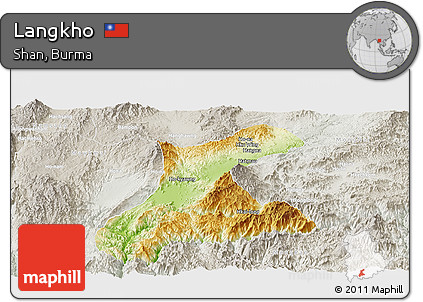 Physical Panoramic Map of Langkho, lighten, semi-desaturated
