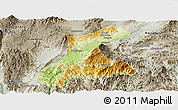 Physical Panoramic Map of Langkho, semi-desaturated