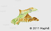 Physical Panoramic Map of Langkho, single color outside
