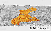 Political Panoramic Map of Langkho, lighten, desaturated
