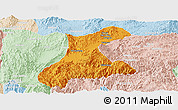 Political Panoramic Map of Langkho, lighten