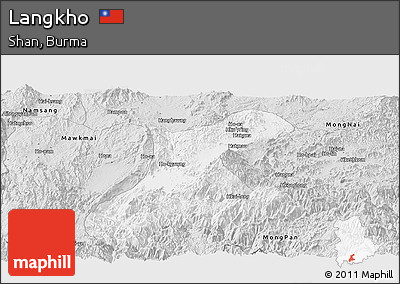 Silver Style Panoramic Map of Langkho