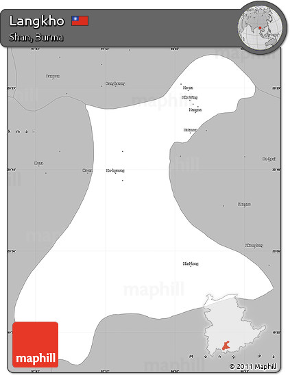 Gray Simple Map of Langkho