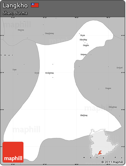 Gray Simple Map of Langkho