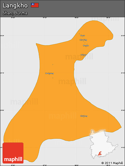 Political Simple Map of Langkho, single color outside
