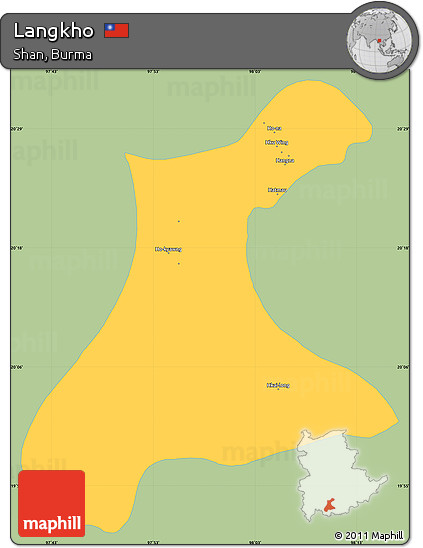 Savanna Style Simple Map of Langkho, single color outside
