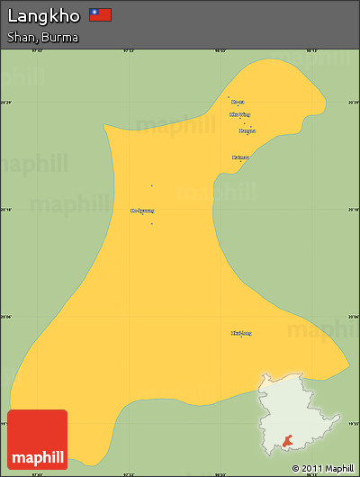 Savanna Style Simple Map of Langkho, single color outside