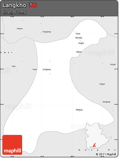 Silver Style Simple Map of Langkho