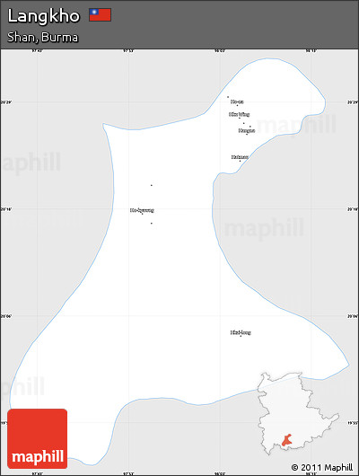 Silver Style Simple Map of Langkho, single color outside