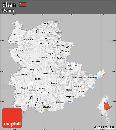 Gray Map of Shan, single color outside