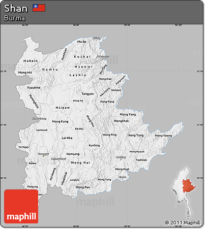 Gray Map of Shan, single color outside