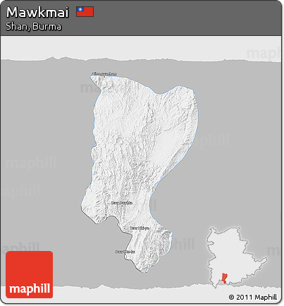 Gray 3D Map of Mawkmai, single color outside