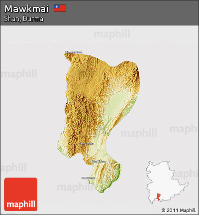 Physical 3D Map of Mawkmai, cropped outside