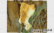 Physical 3D Map of Mawkmai, darken