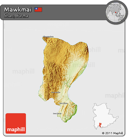 Physical 3D Map of Mawkmai, single color outside