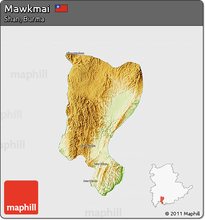 Physical 3D Map of Mawkmai, single color outside