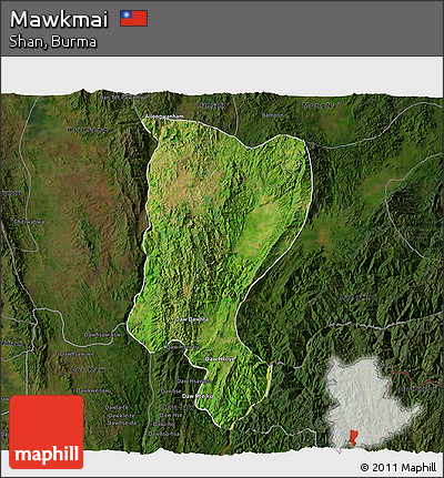 Satellite 3D Map of Mawkmai, darken