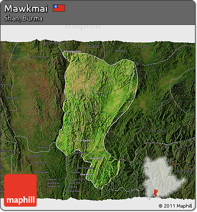 Satellite 3D Map of Mawkmai, darken