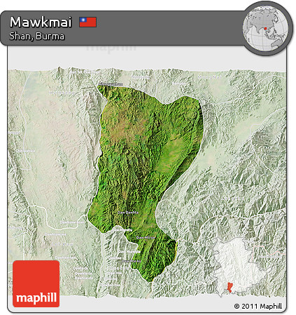 Satellite 3D Map of Mawkmai, lighten