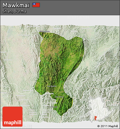 Satellite 3D Map of Mawkmai, lighten