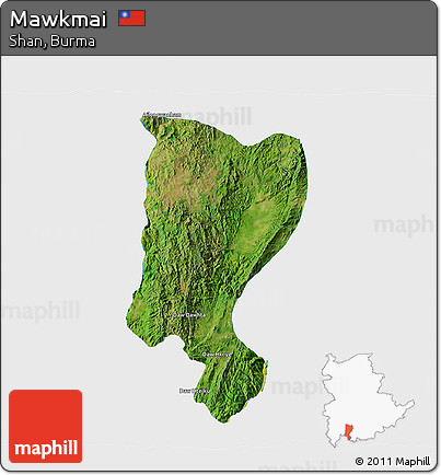Satellite 3D Map of Mawkmai, single color outside