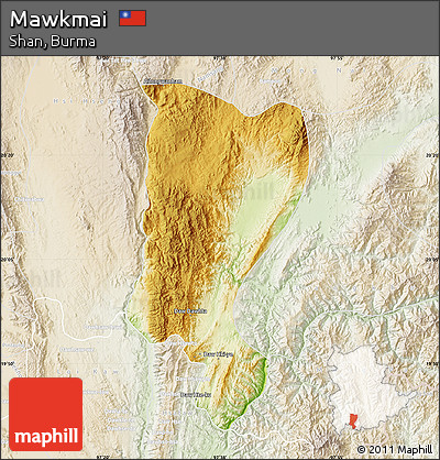 Physical Map of Mawkmai, lighten