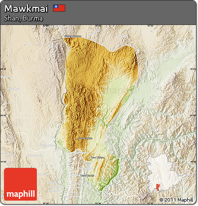 Physical Map of Mawkmai, lighten