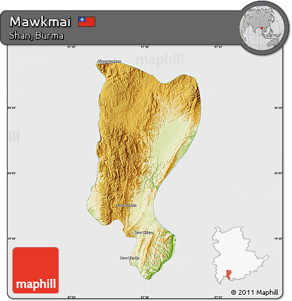 Physical Map of Mawkmai, single color outside
