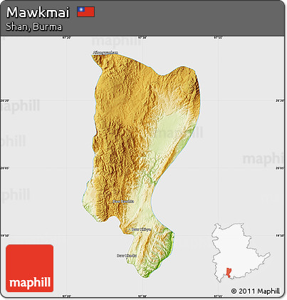 Physical Map of Mawkmai, single color outside