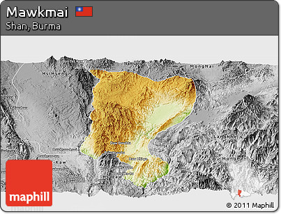 Physical Panoramic Map of Mawkmai, desaturated