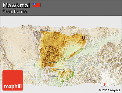 Physical Panoramic Map of Mawkmai, lighten