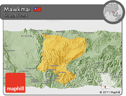 Savanna Style Panoramic Map of Mawkmai