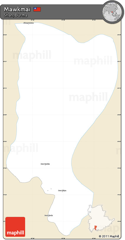 Classic Style Simple Map of Mawkmai, single color outside